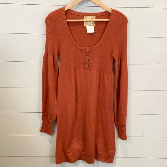 Billabong Dresses & Skirts - Billabong Orange Knit babydoll dress wool blend fall autumn size large